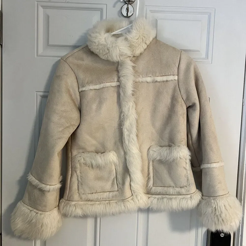 The Children's Place Tan Faux Suede Coat Girls-Size L (10-12)
